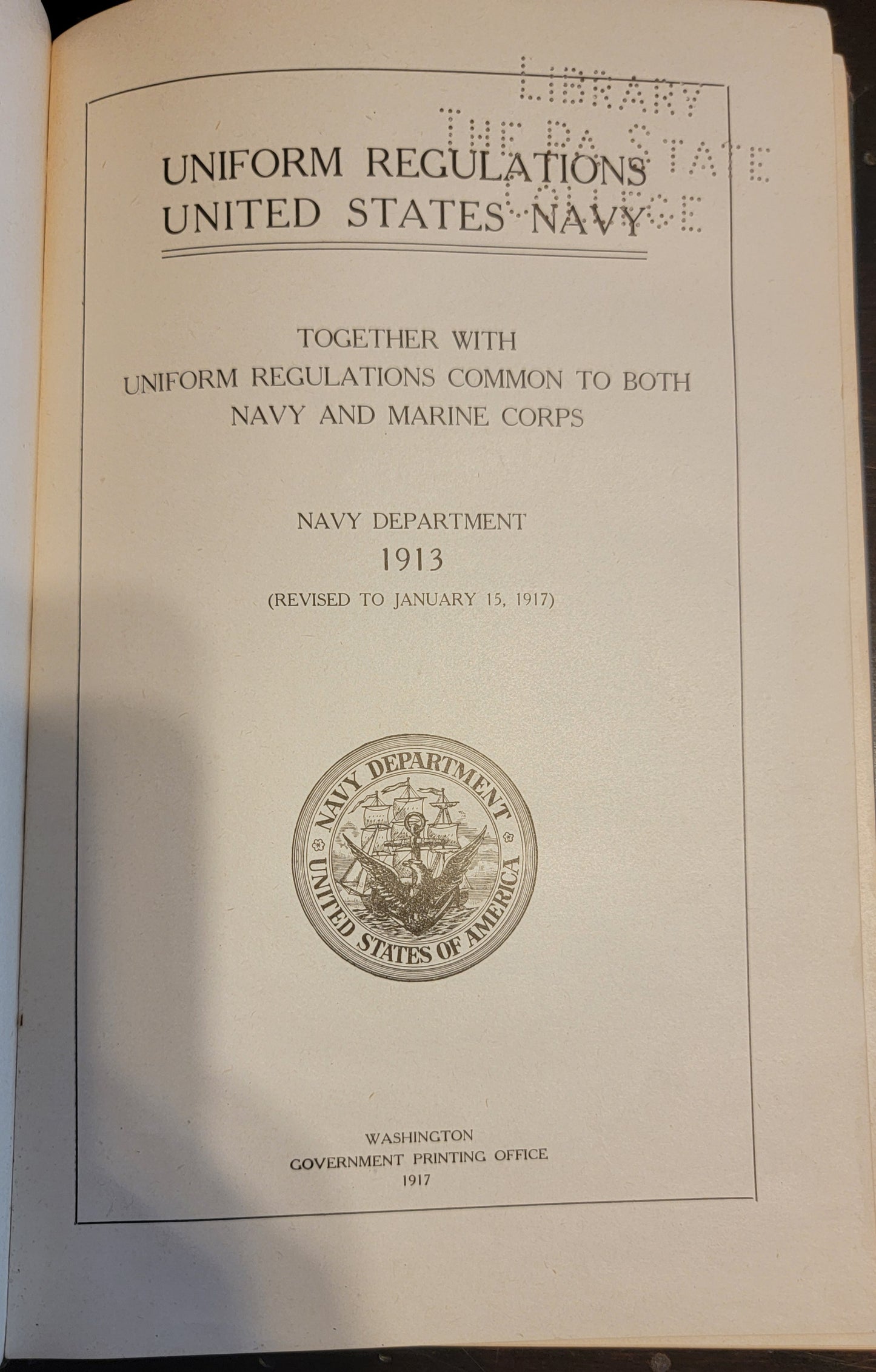 1913 US Navy Uniform Regulations