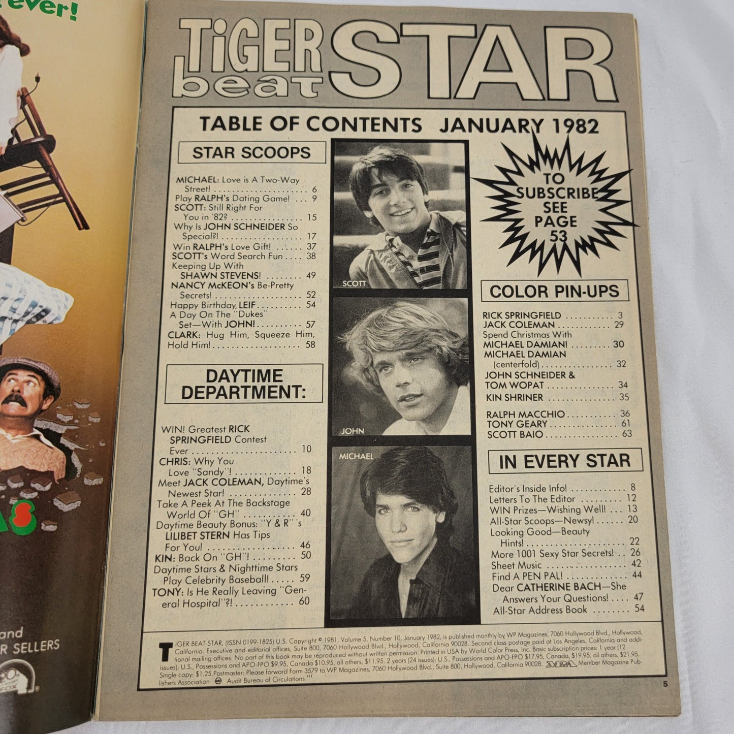 TIGER BEAT STAR Magazine, January 1982