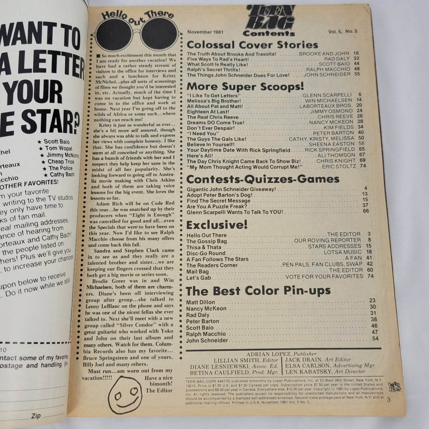 TEEN BAG Magazine, November 1981