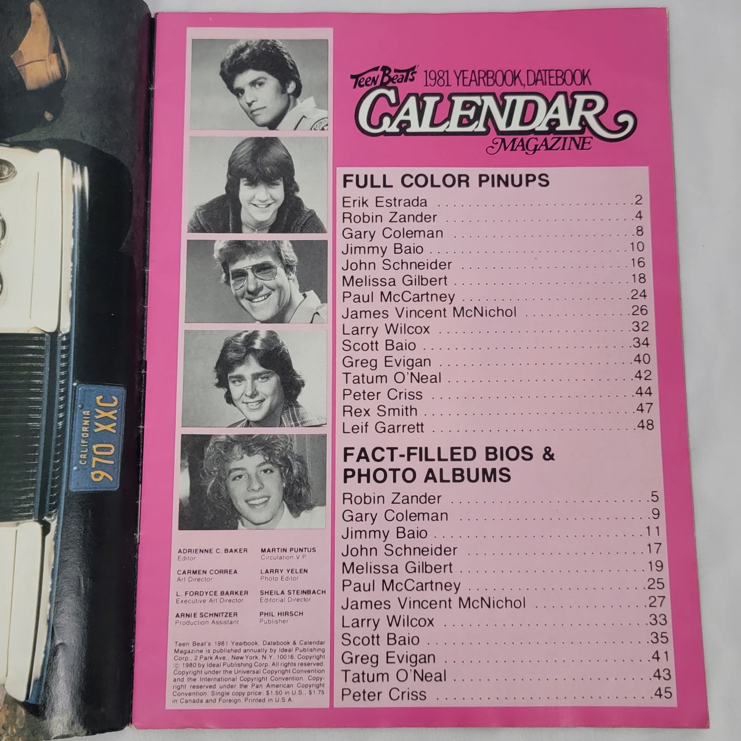 TEEN BEAT's Yearbook, Datebook, and Calender Magazine, 1981