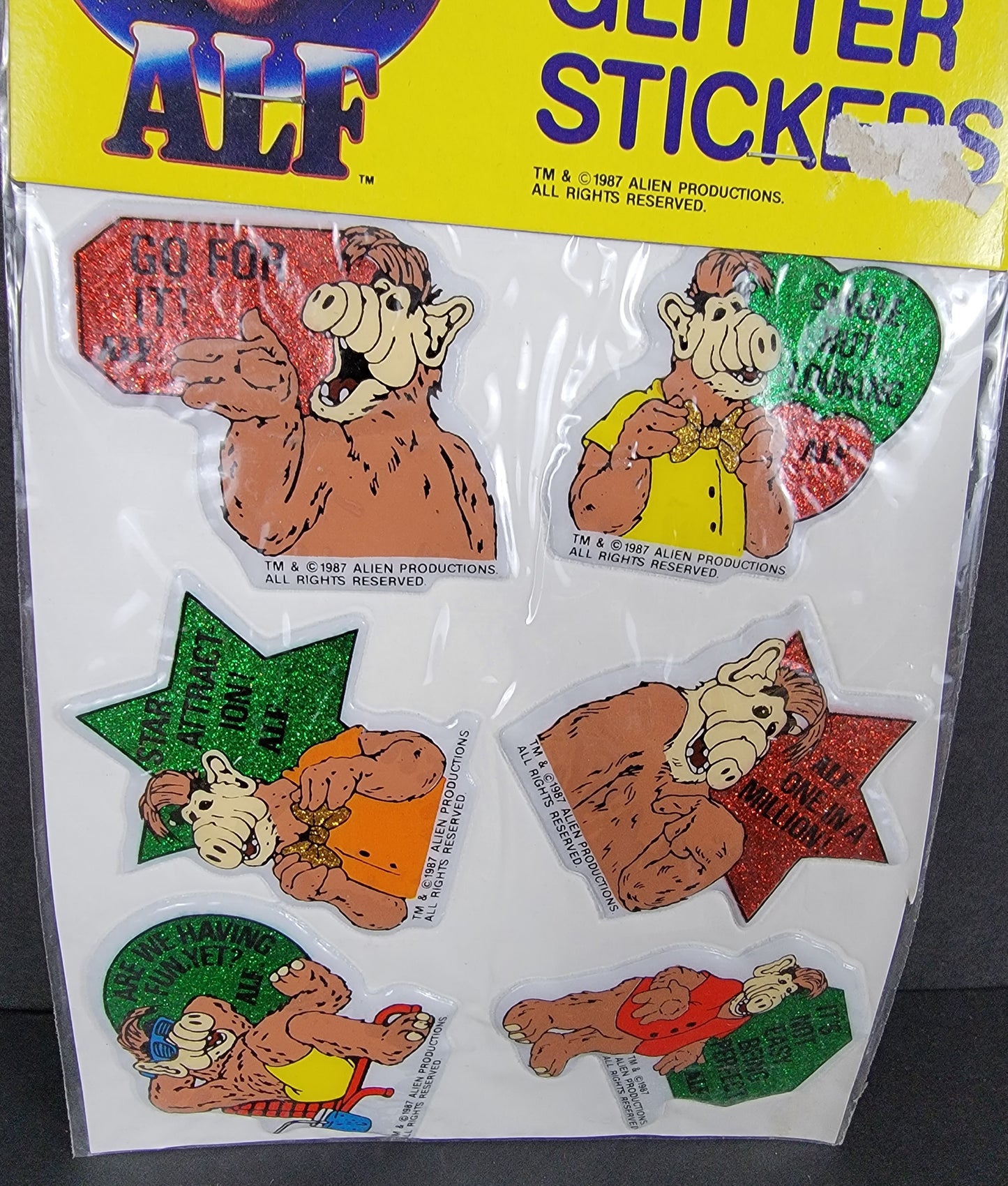 ALF Glitter Stickers (puffy stickers) - 1987