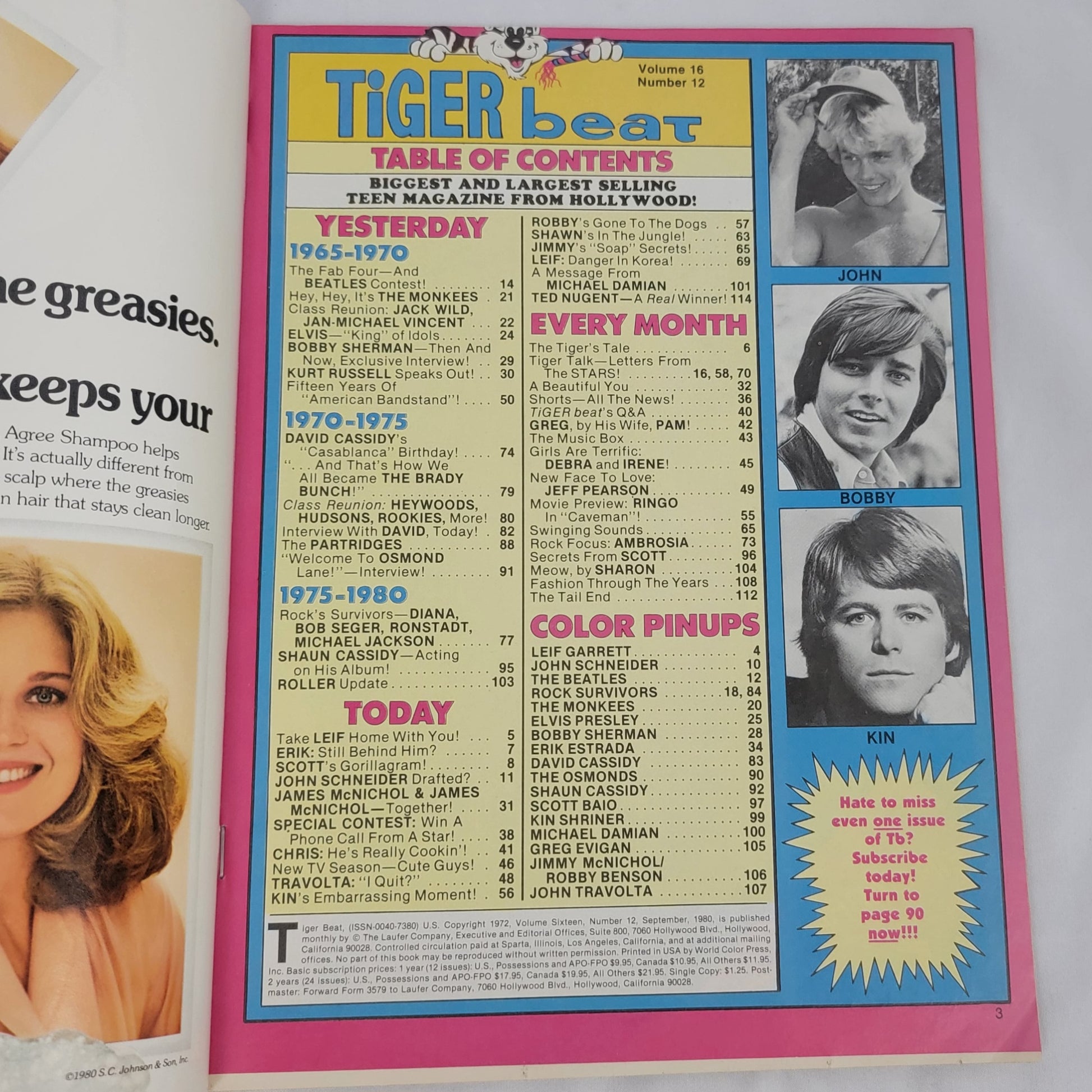 TIGER BEAT Magazine, September 1980 – Lost Sheep Collectibles